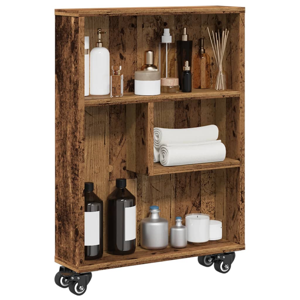 vidaXL Chariot de rangement étroit aspect bois recyclé 48x13x68 cm Bois d'ingénierie