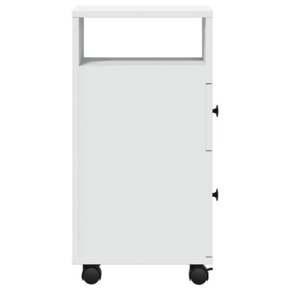vidaXL Meuble bas de salle de bain étroit à roulettes blanc en bois d'ingénierie