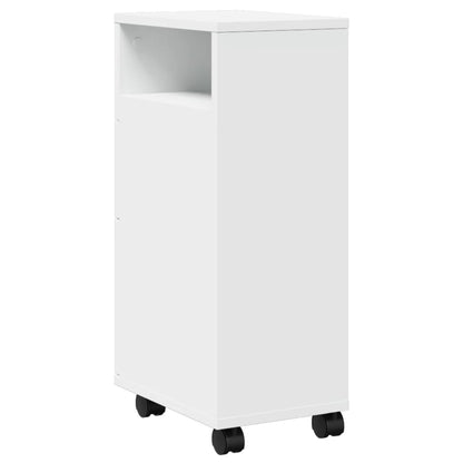 vidaXL Meuble bas de salle de bain étroit à roulettes blanc en bois d'ingénierie