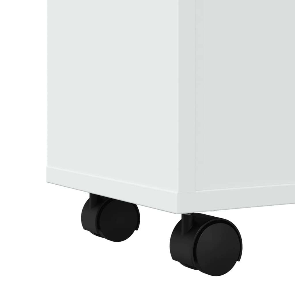 vidaXL Meuble bas de salle de bain étroit à roulettes blanc en bois d'ingénierie