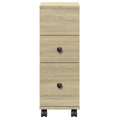 vidaXL Schmaler Badschrank mit Rädern Sonoma-Eiche Holzwerkstoff