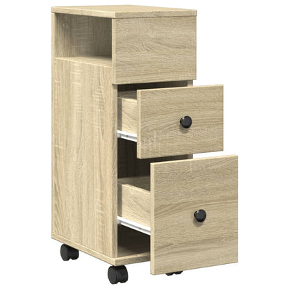 vidaXL Schmaler Badschrank mit Rädern Sonoma-Eiche Holzwerkstoff