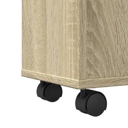 vidaXL Schmaler Badschrank mit Rädern Sonoma-Eiche Holzwerkstoff