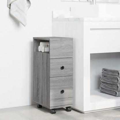 vidaXL Meuble de salle de bain étroit sur roulettes gris Sonoma, bois d'ingénierie