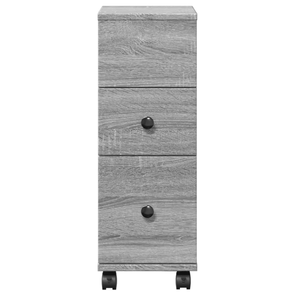 vidaXL Meuble de salle de bain étroit sur roulettes gris Sonoma, bois d'ingénierie