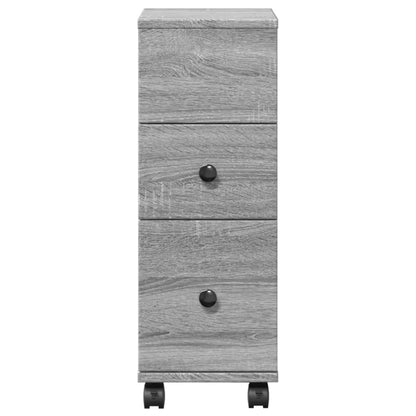 vidaXL Meuble de salle de bain étroit sur roulettes gris Sonoma, bois d'ingénierie