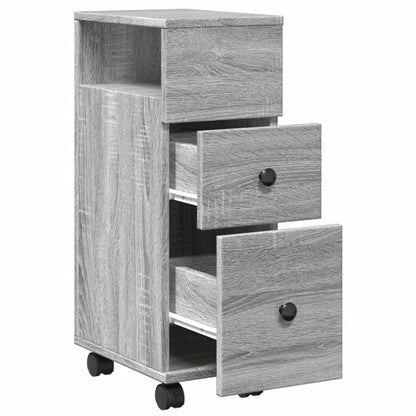 vidaXL Meuble de salle de bain étroit sur roulettes gris Sonoma, bois d'ingénierie