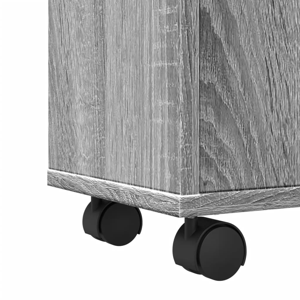 vidaXL Meuble de salle de bain étroit sur roulettes gris Sonoma, bois d'ingénierie