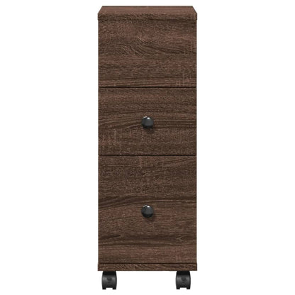 vidaXL Badschrank Schmal mit Rollen Eichen-Optik Holzwerkstoff