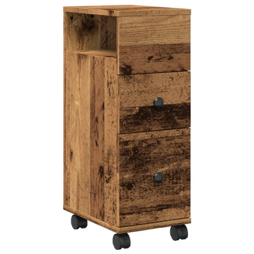 vidaXL Meuble de salle de bain étroit sur roulettes aspect vieux bois en bois d'ingénierie