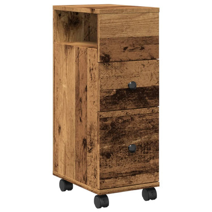 vidaXL Meuble de salle de bain étroit sur roulettes aspect vieux bois en bois d'ingénierie