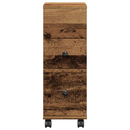 vidaXL Meuble de salle de bain étroit sur roulettes aspect vieux bois en bois d'ingénierie