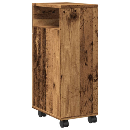 vidaXL Meuble de salle de bain étroit sur roulettes aspect vieux bois en bois d'ingénierie