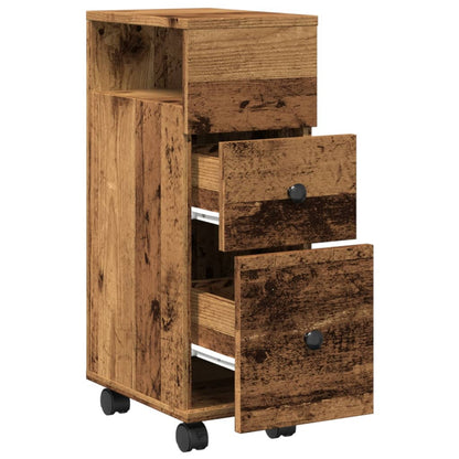 vidaXL Meuble de salle de bain étroit sur roulettes aspect vieux bois en bois d'ingénierie