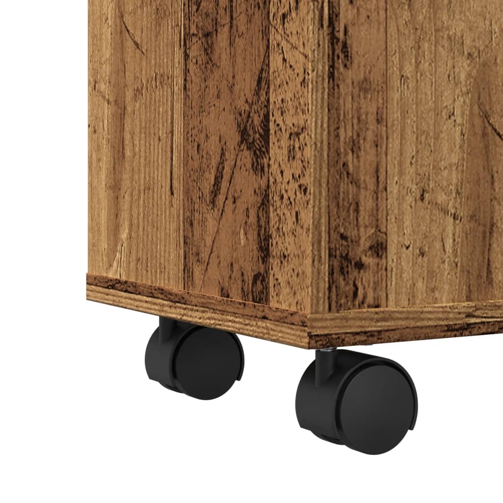 vidaXL Meuble de salle de bain étroit sur roulettes aspect vieux bois en bois d'ingénierie