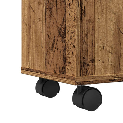 vidaXL Meuble de salle de bain étroit sur roulettes aspect vieux bois en bois d'ingénierie