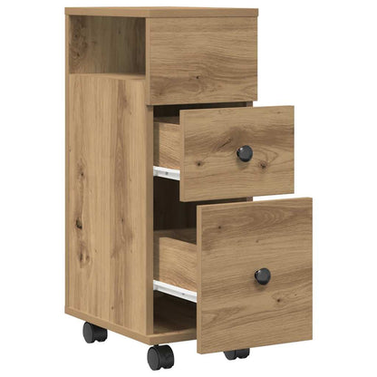 vidaXL Meuble de salle de bain étroit à roulettes Chêne artisan en bois d'ingénierie