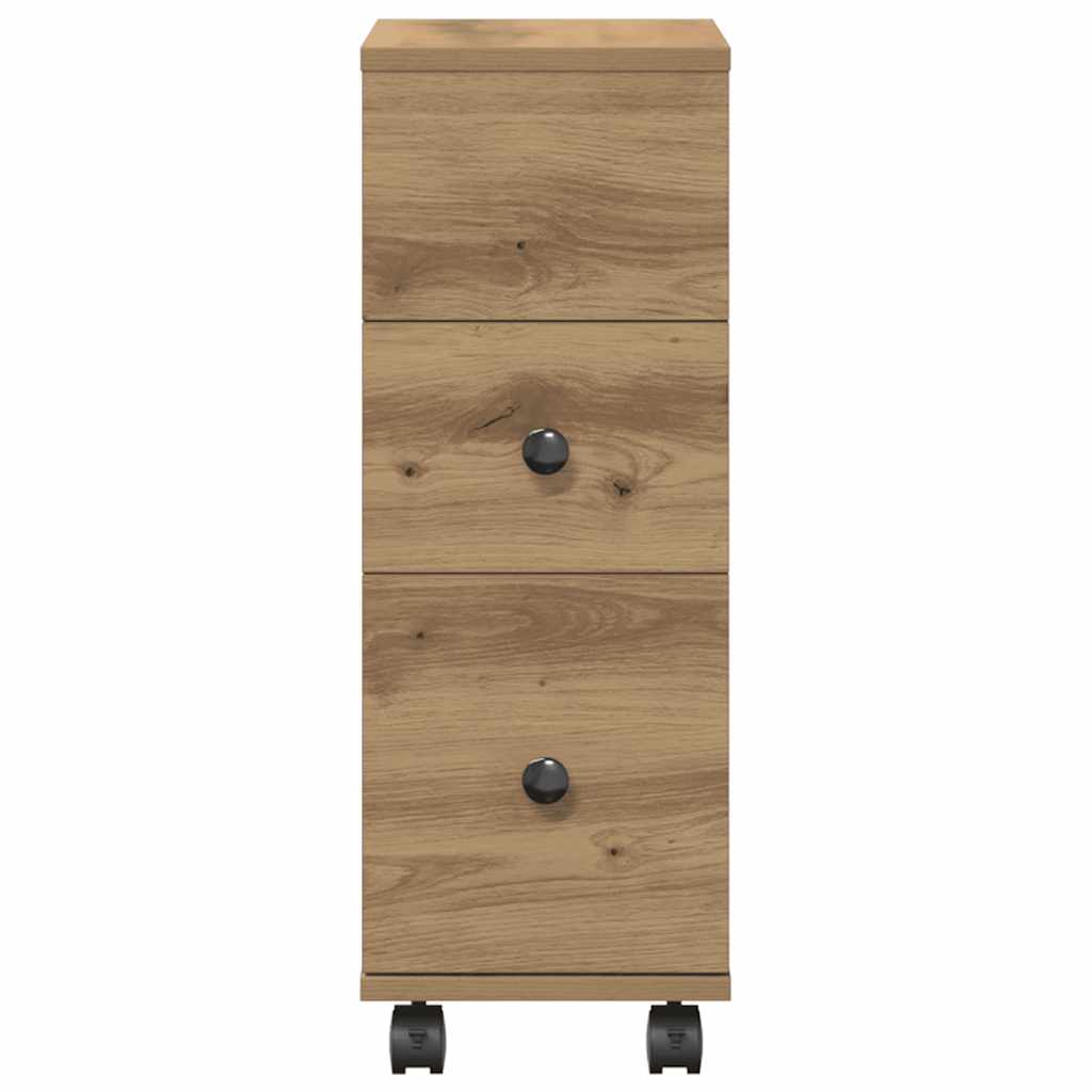 vidaXL Meuble de salle de bain étroit à roulettes Chêne artisan en bois d'ingénierie