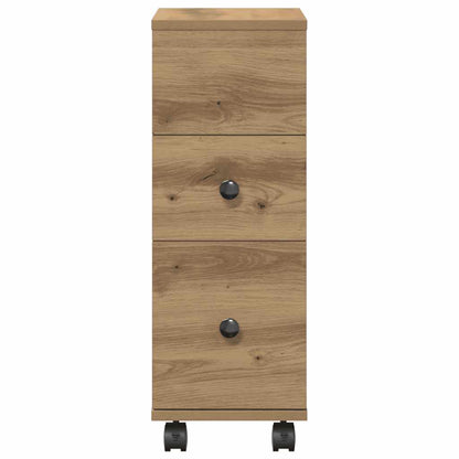 vidaXL Meuble de salle de bain étroit à roulettes Chêne artisan en bois d'ingénierie