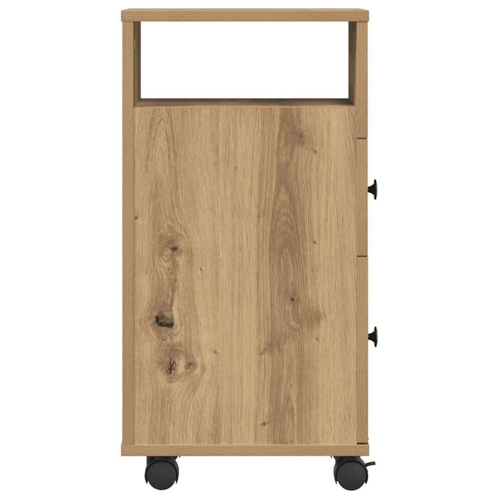 vidaXL Meuble de salle de bain étroit à roulettes Chêne artisan en bois d'ingénierie