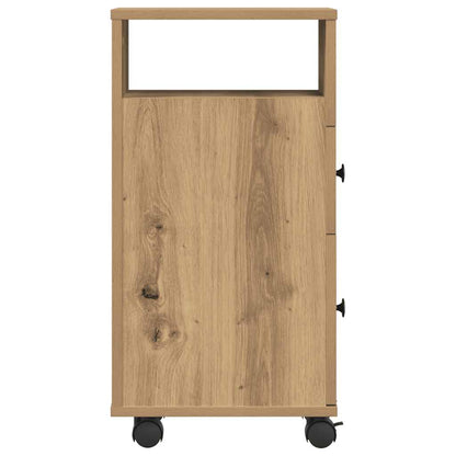 vidaXL Meuble de salle de bain étroit à roulettes Chêne artisan en bois d'ingénierie
