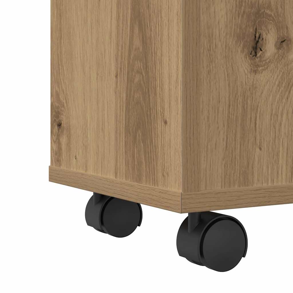 vidaXL Meuble de salle de bain étroit à roulettes Chêne artisan en bois d'ingénierie