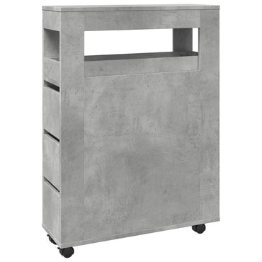 vidaXL Meuble de salle de bain étroit à roulettes Gris béton Bois d'ingénierie