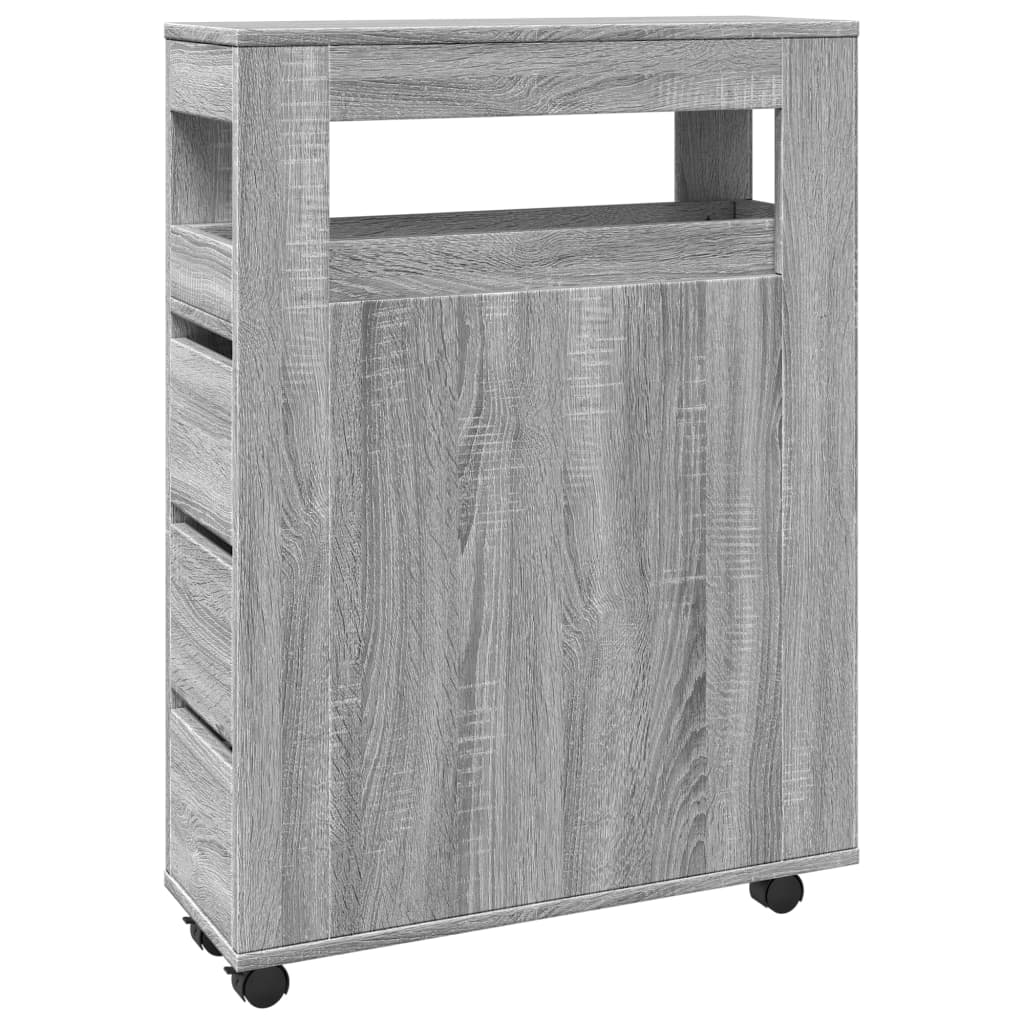 vidaXL Meuble de salle de bain étroit sur roulettes Gris Sonoma Bois d'ingénierie
