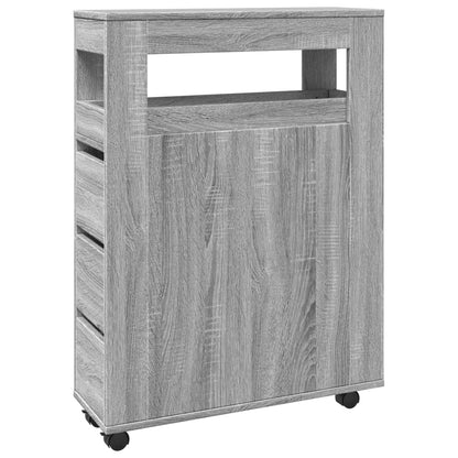 vidaXL Meuble de salle de bain étroit sur roulettes Gris Sonoma Bois d'ingénierie