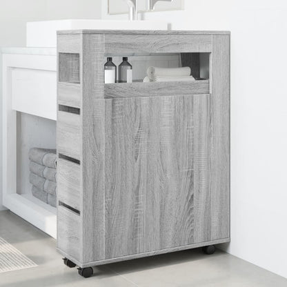 vidaXL Meuble de salle de bain étroit sur roulettes Gris Sonoma Bois d'ingénierie