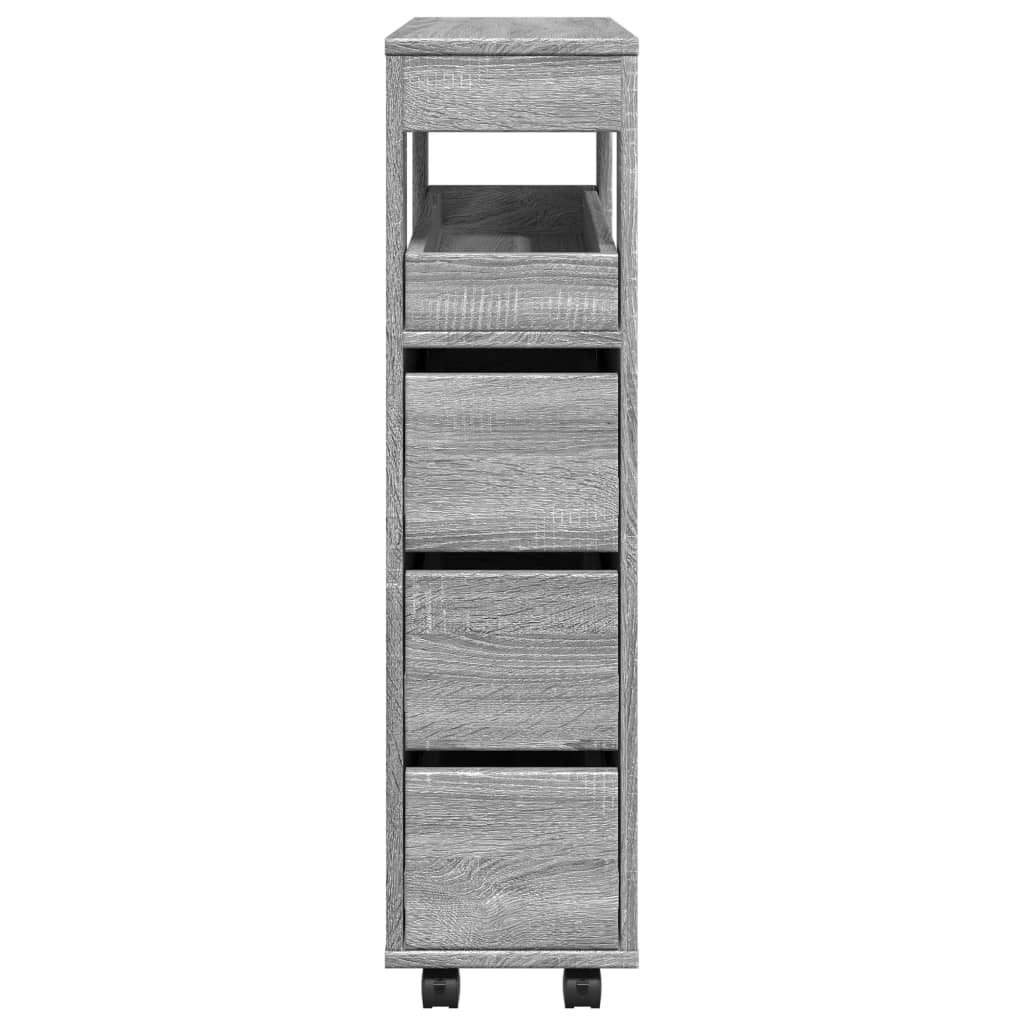 vidaXL Meuble de salle de bain étroit sur roulettes Gris Sonoma Bois d'ingénierie