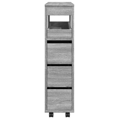 vidaXL Meuble de salle de bain étroit sur roulettes Gris Sonoma Bois d'ingénierie