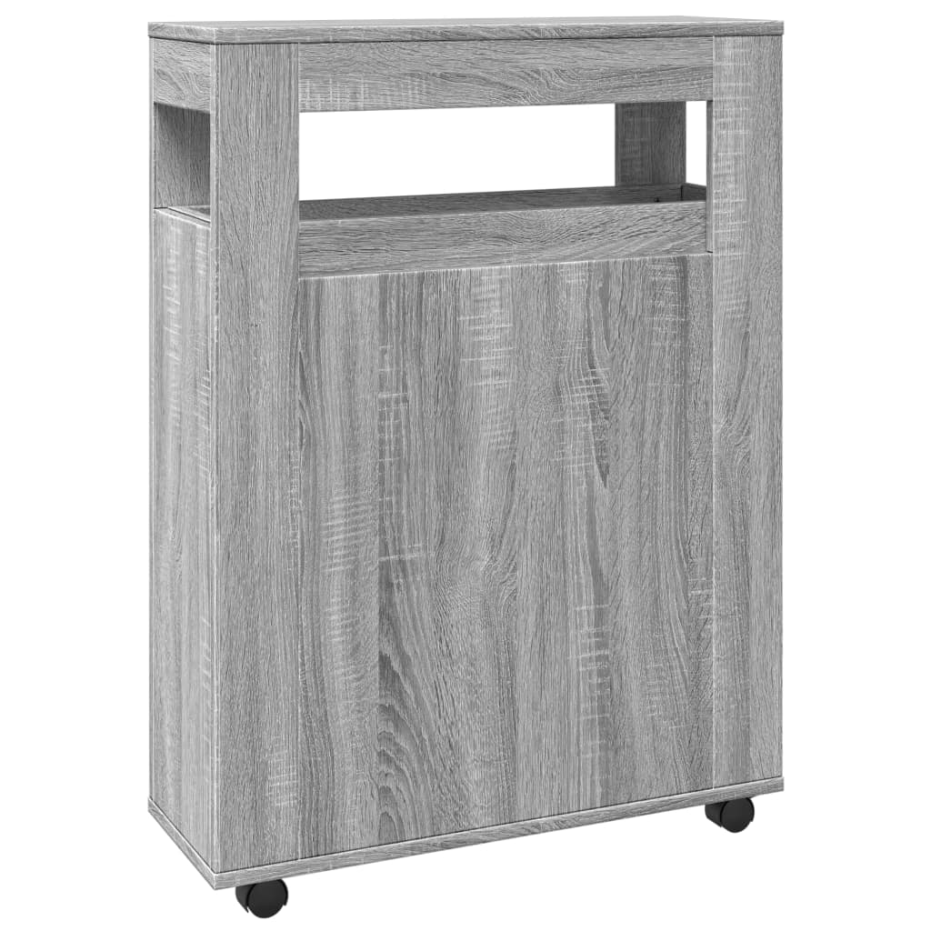 vidaXL Meuble de salle de bain étroit sur roulettes Gris Sonoma Bois d'ingénierie