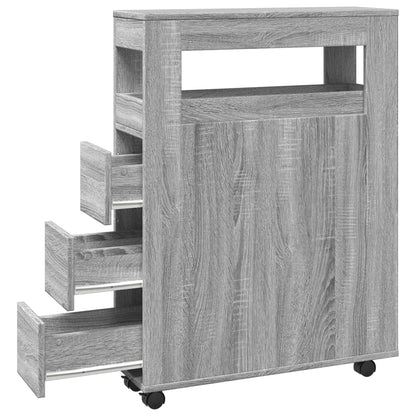 vidaXL Meuble de salle de bain étroit sur roulettes Gris Sonoma Bois d'ingénierie
