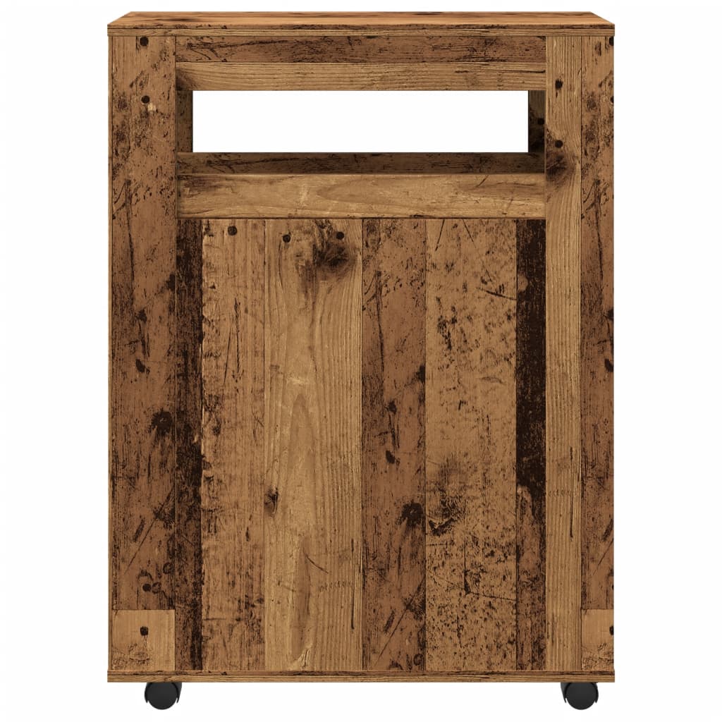 vidaXL Badschrank Schmal mit Rollen Altholz-Optik Holzwerkstoff