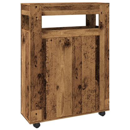 vidaXL Badschrank Schmal mit Rollen Altholz-Optik Holzwerkstoff