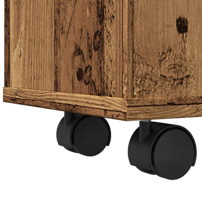 vidaXL Badschrank Schmal mit Rollen Altholz-Optik Holzwerkstoff