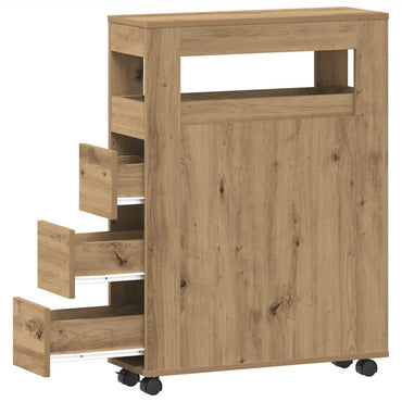 vidaXL Badschrank Schmal mit Rollen Artisan-Eiche Holzwerkstoff