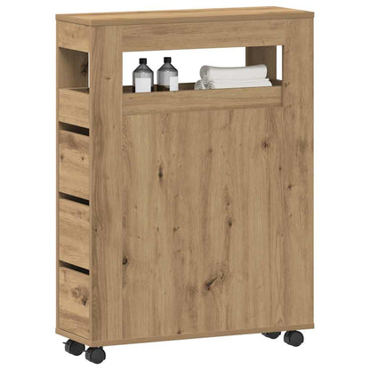 vidaXL Badschrank Schmal mit Rollen Artisan-Eiche Holzwerkstoff