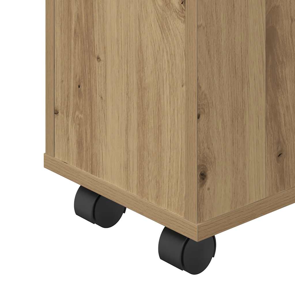 vidaXL Badschrank Schmal mit Rollen Artisan-Eiche Holzwerkstoff