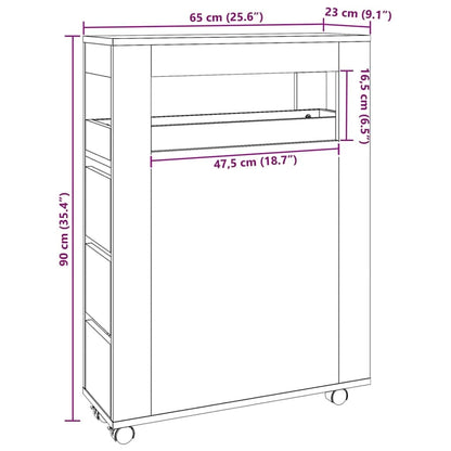 vidaXL Badschrank Schmal mit Rollen Artisan-Eiche Holzwerkstoff