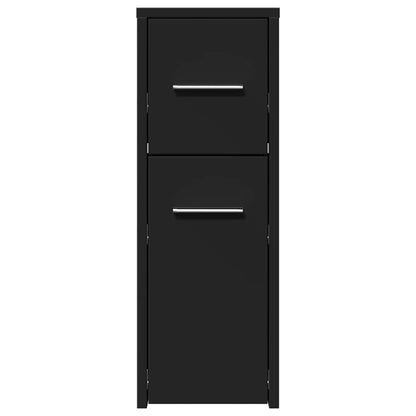 vidaXL Badschrank Schmal mit Rollen Schwarz Holzwerkstoff
