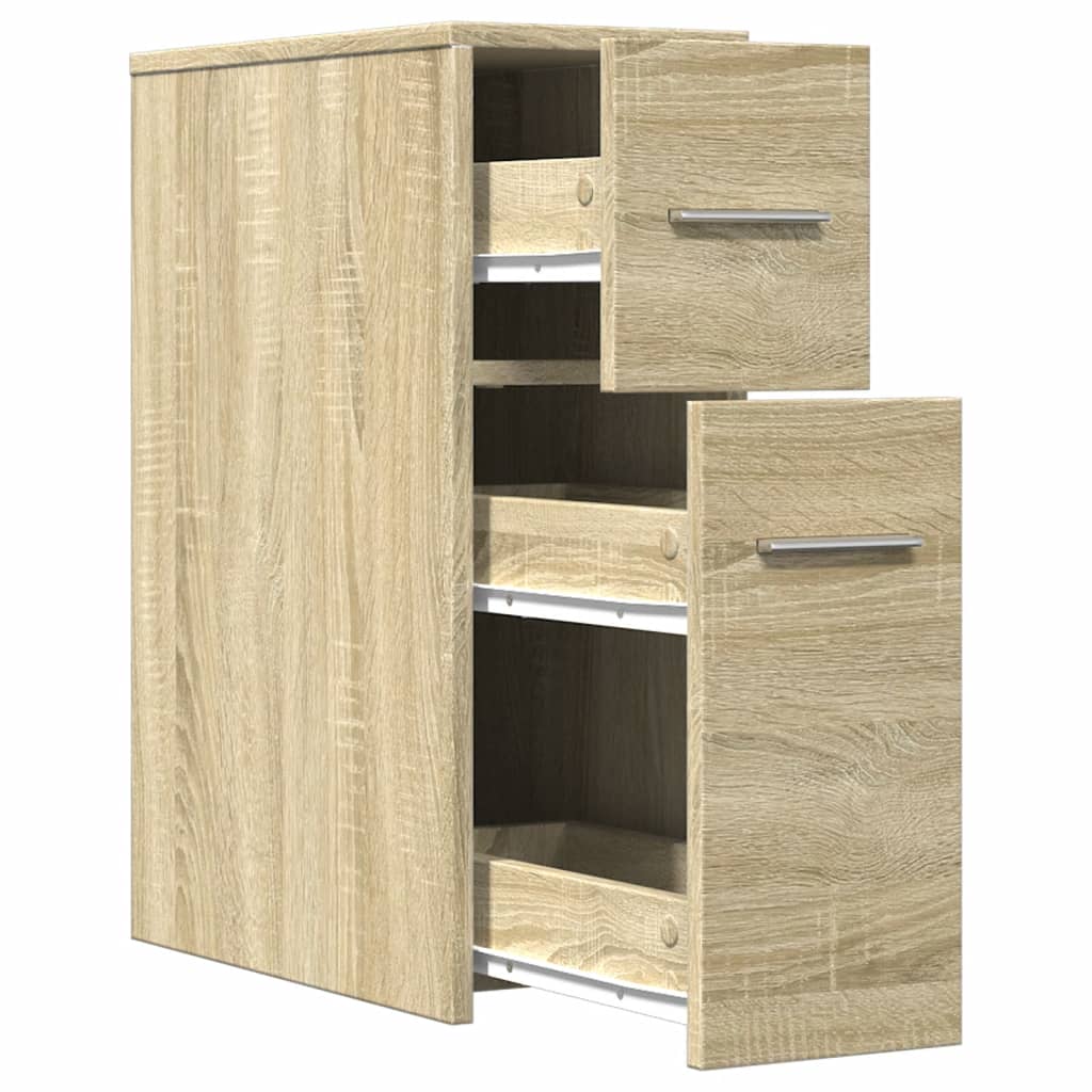 vidaXL Badschrank Schmal mit Rollen Sonoma-Eiche Holzwerkstoff