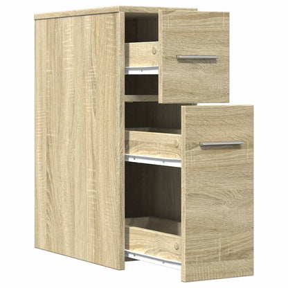 vidaXL Badschrank Schmal mit Rollen Sonoma-Eiche Holzwerkstoff
