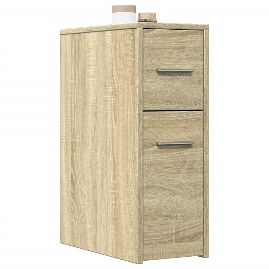 vidaXL Badschrank Schmal mit Rollen Sonoma-Eiche Holzwerkstoff