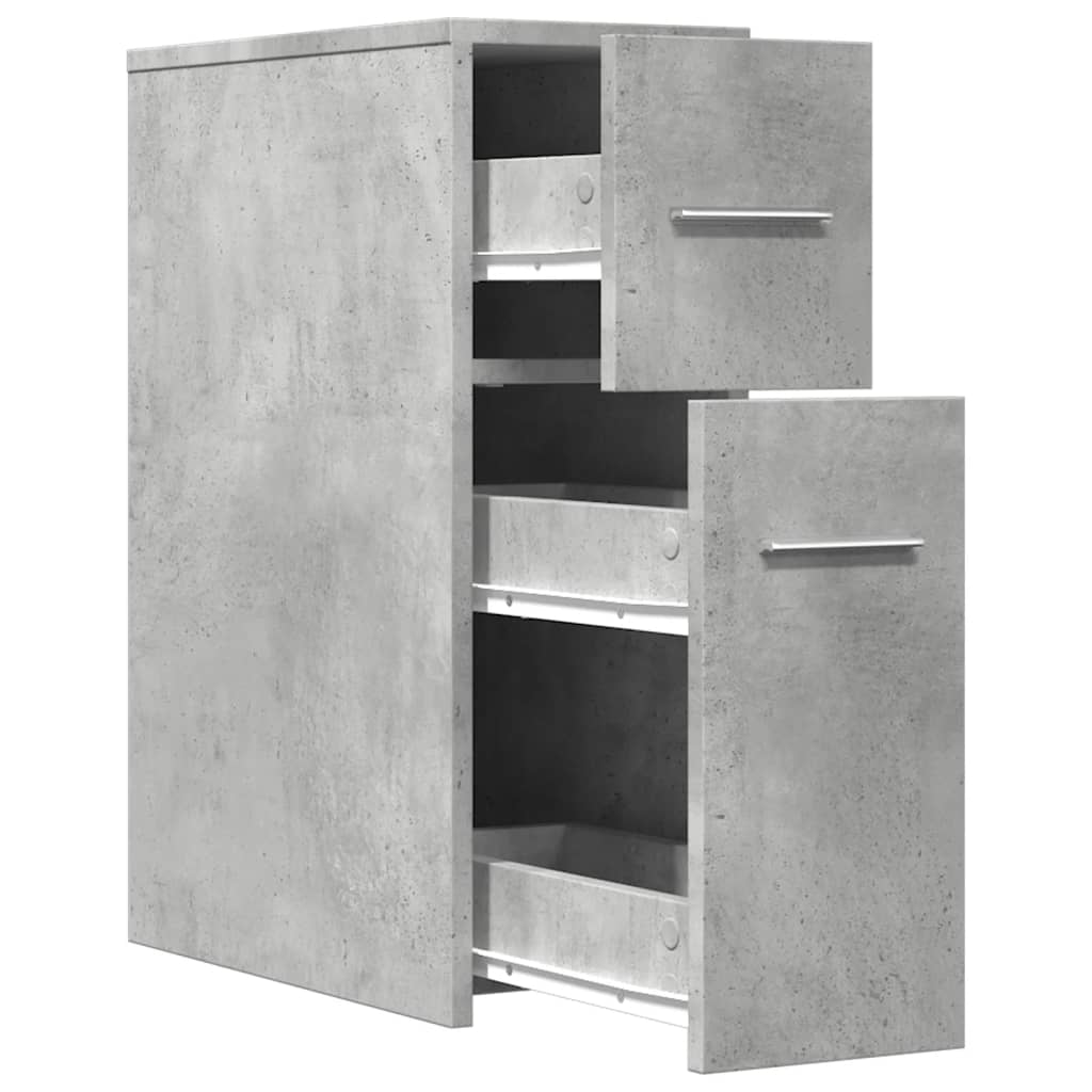 vidaXL Badschrank Schmal mit Rollen Betongrau Holzwerkstoff