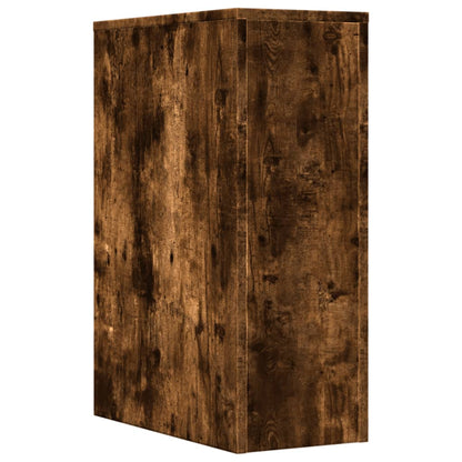 vidaXL Meuble de salle de bain étroit à roulettes Chêne fumé Bois d'ingénierie