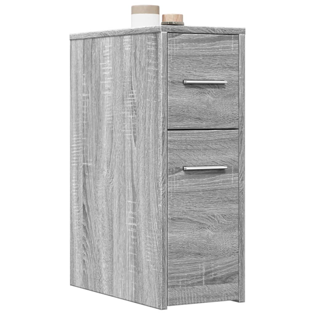 vidaXL Badschrank Schmal mit Rollen Grau Sonoma Holzwerkstoff