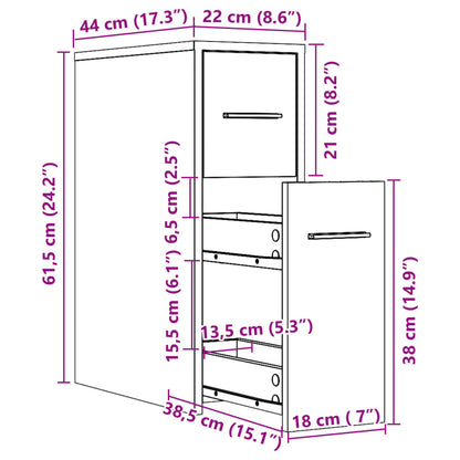 vidaXL Badschrank Schmal mit Rollen Eichen-Optik Holzwerkstoff