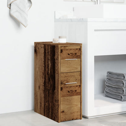 vidaXL Badschrank Schmal mit Rollen Altholz-Optik Holzwerkstoff